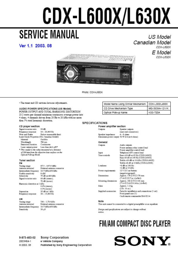 CDX-L600X ,CDX-L630X Ver.1.1
